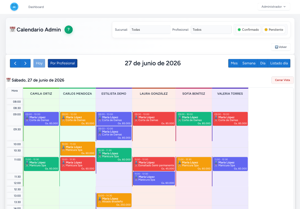 RV Control ERP con agenda online y sistema de reservas